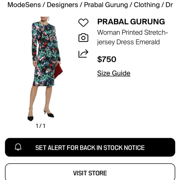 NWT Prabal Gurung WOMAN PRINTED STRETCH-JERSEY DRESS EMERALD - Picture 1 of 4